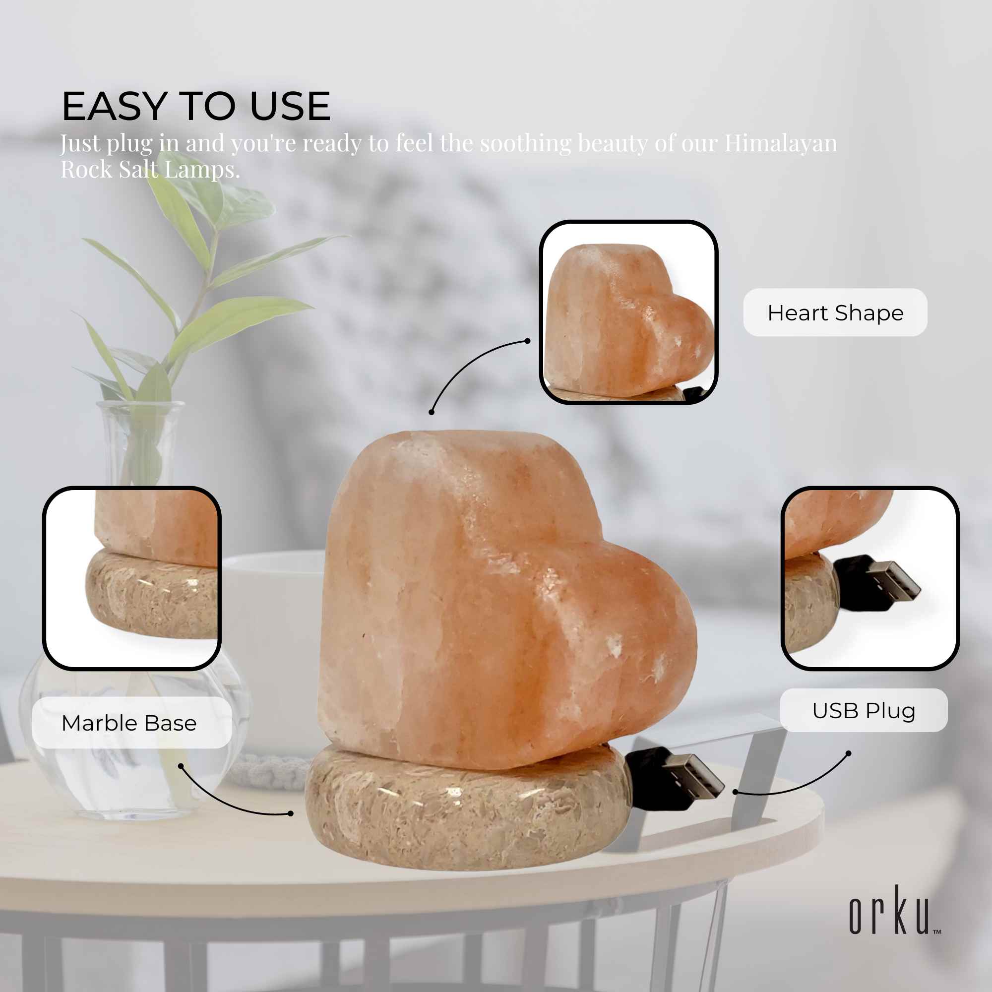 USB Colour Changing Salt Himalayan Lamp - Heart Love Shape Pink Rock LED Light-Home & Garden > Lighting > Table Lamps-PEROZ Accessories