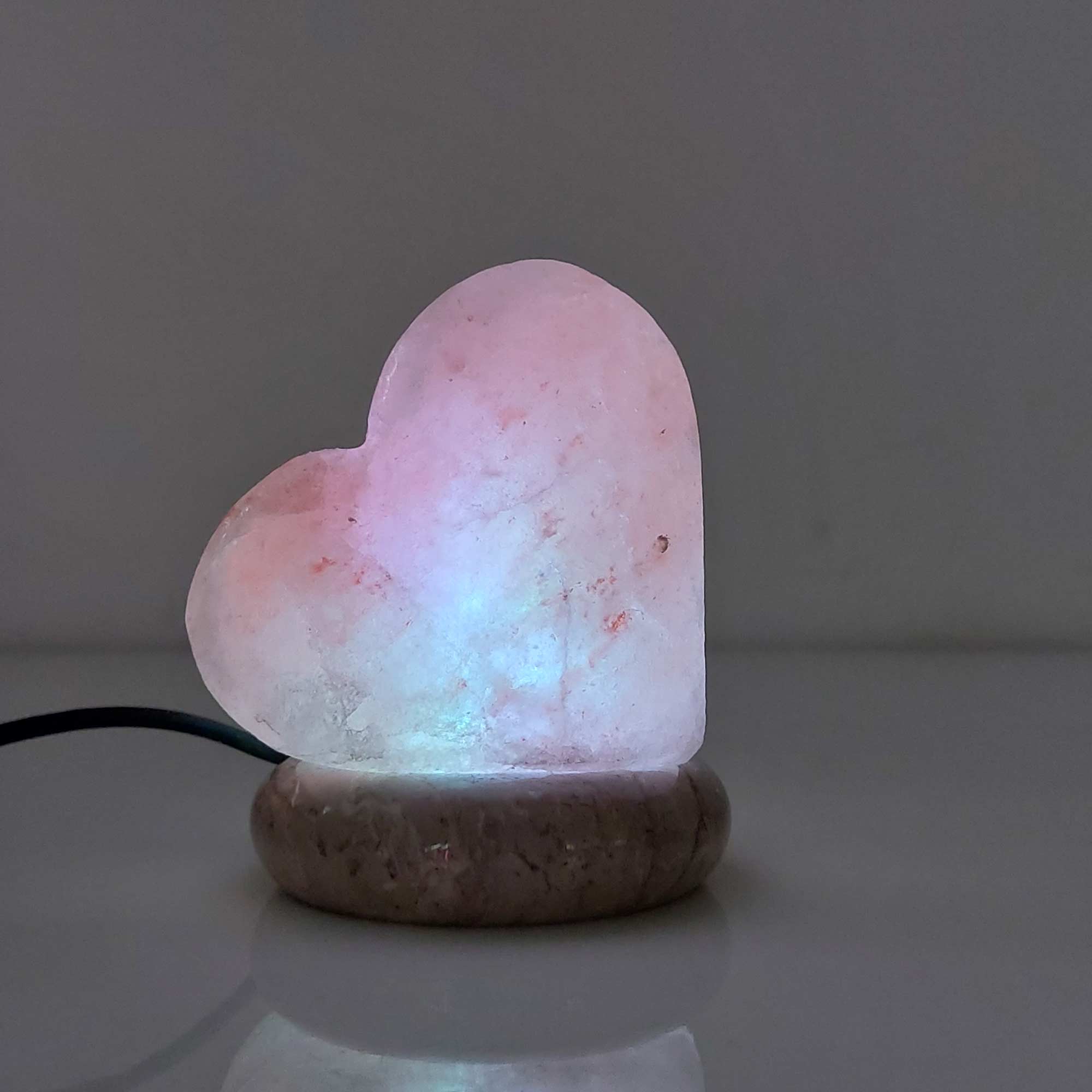 USB Colour Changing Salt Himalayan Lamp - Heart Love Shape Pink Rock LED Light-Home & Garden > Lighting > Table Lamps-PEROZ Accessories