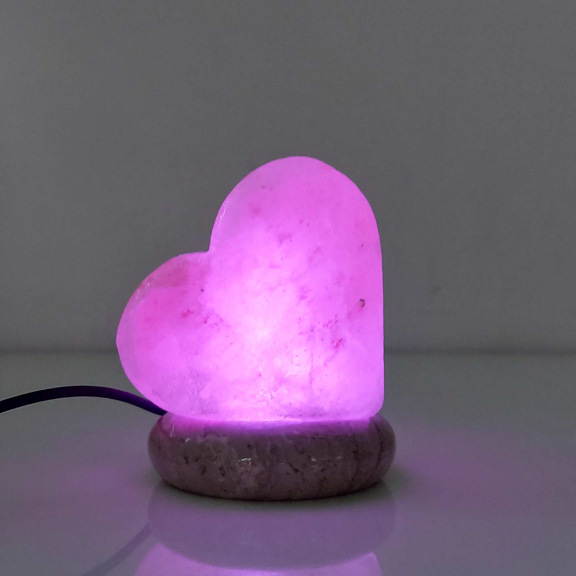 USB Colour Changing Salt Himalayan Lamp - Heart Love Shape Pink Rock LED Light-Home & Garden > Lighting > Table Lamps-PEROZ Accessories