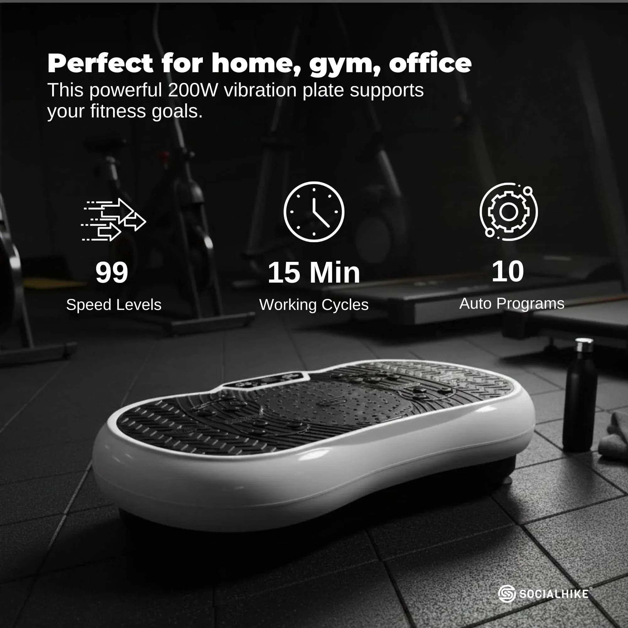 Social Hike 68cm Vibration Plate Machine Full Body Workout Platform White-Sports & Fitness > Fitness Accessories-PEROZ Accessories
