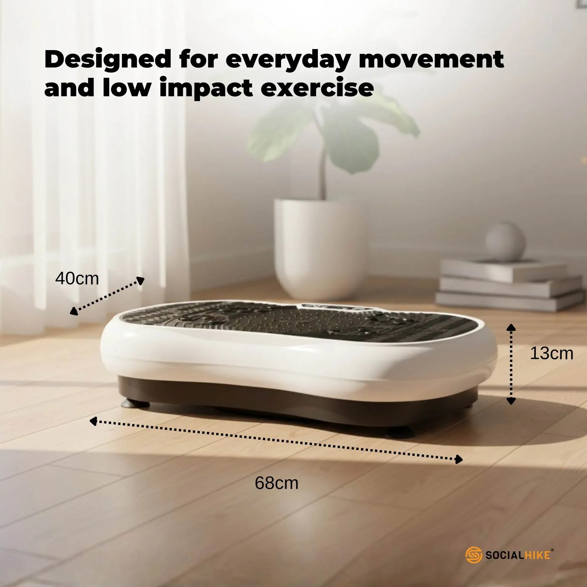 Social Hike 68cm Vibration Plate Machine Full Body Workout Platform White-Sports & Fitness > Fitness Accessories-PEROZ Accessories