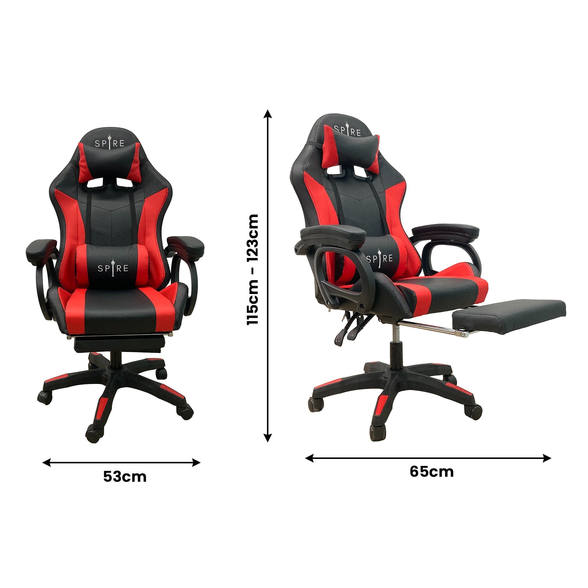 Intex Spire Onyx Led Massage Gaming Chair - Red And Black-Furniture > Bar Stools & Chairs > Massage Chairs-PEROZ Accessories