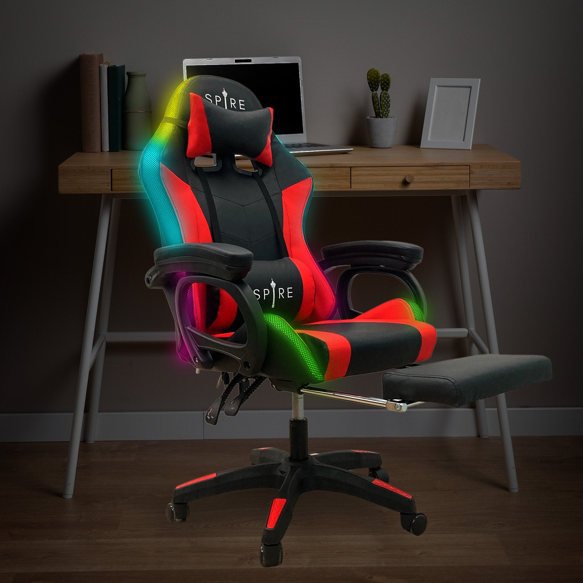 Intex Spire Onyx Led Massage Gaming Chair - Red And Black-Furniture > Bar Stools & Chairs > Massage Chairs-PEROZ Accessories