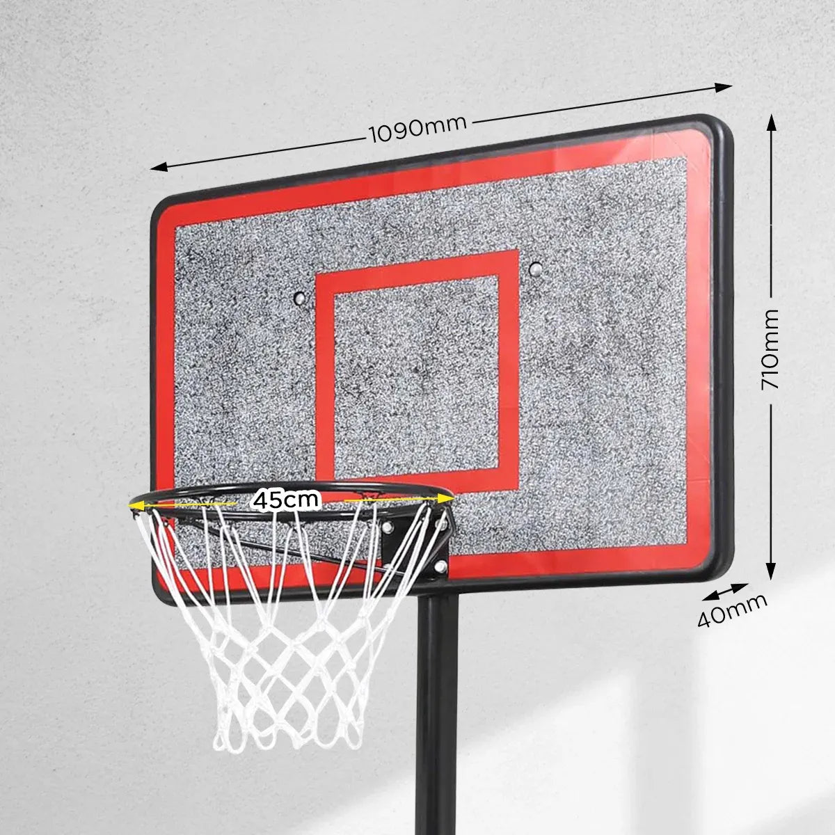 Kahuna 44 Inch Portable Basketball Hoop Stand Height Adjustable 2.3m-3.05m Outdoor Basketball System with Wheels-Sports & Fitness > Basketball & Accessories-PEROZ Accessories