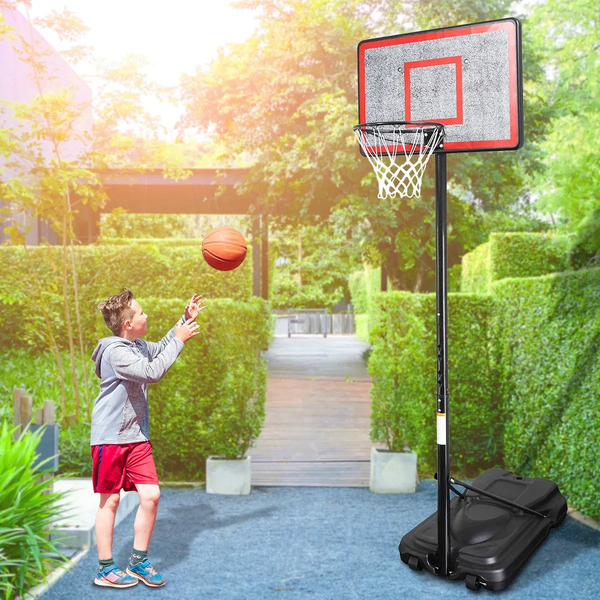 Kahuna 44 Inch Portable Basketball Hoop Stand Height Adjustable 2.3m-3.05m Outdoor Basketball System with Wheels-Sports & Fitness > Basketball & Accessories-PEROZ Accessories