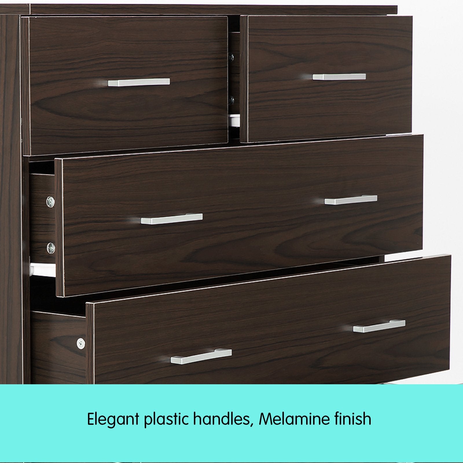 Sarantino Tallboy Dresser 6 Chest Of Drawers Cabinet Storage 85 x 39.5 x 105 in Brown-Furniture > Living Room-PEROZ Accessories