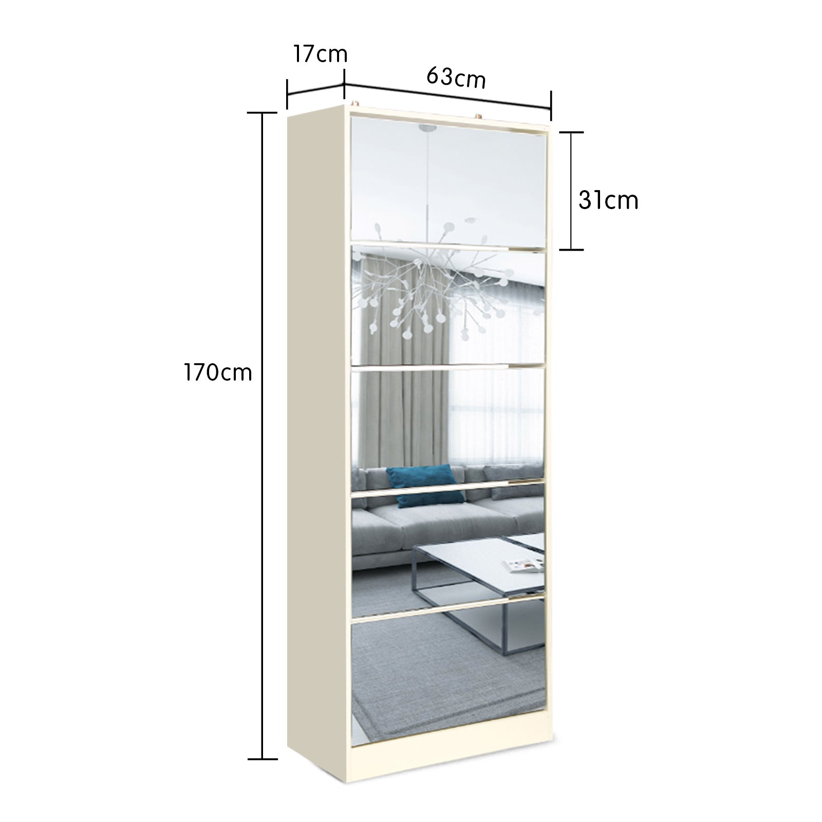 Sarantino 24 Pairs Shoe Cabinet Rack Storage Cupboard Organiser Shelf 5 Level Drawers-Shoe Storage Cabinets-PEROZ Accessories
