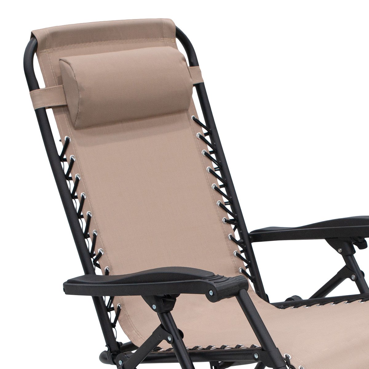 Wallaroo Zero Gravity Reclining Deck Lounge Sun Beach Chair Outdoor Folding Camping - Beige-Furniture > Outdoor > Outdoor Sofas & Lounge Sets-PEROZ Accessories