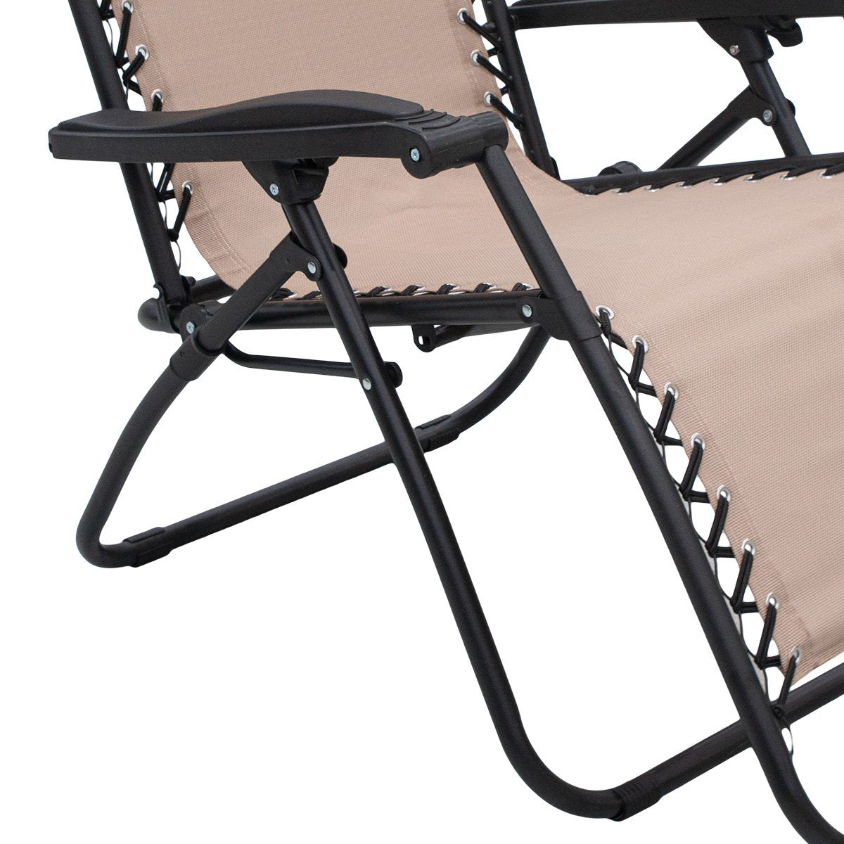 Wallaroo Zero Gravity Reclining Deck Lounge Sun Beach Chair Outdoor Folding Camping - Beige-Furniture > Outdoor > Outdoor Sofas & Lounge Sets-PEROZ Accessories