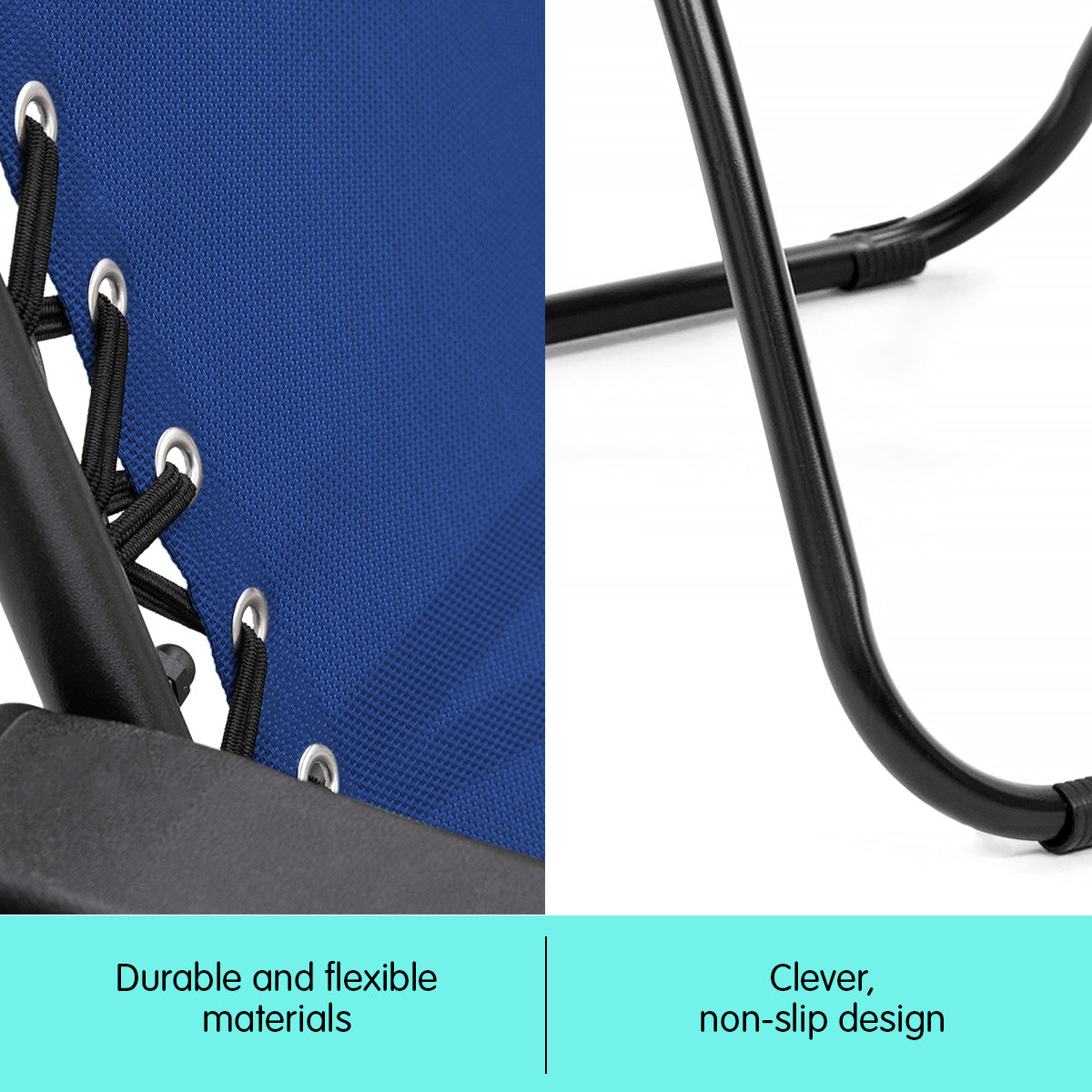 Wallaroo Zero Gravity Reclining Deck Lounge Sun Beach Chair Outdoor Folding Camping - Grey-Furniture > Outdoor > Outdoor Sofas & Lounge Sets-PEROZ Accessories