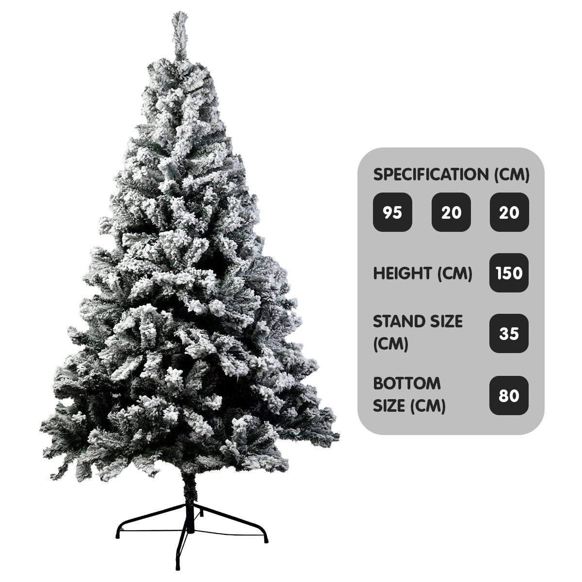 Christabelle Snow-Tipped Artificial Christmas Tree 1.5m - 550 Tips-Christmas Trees-PEROZ Accessories