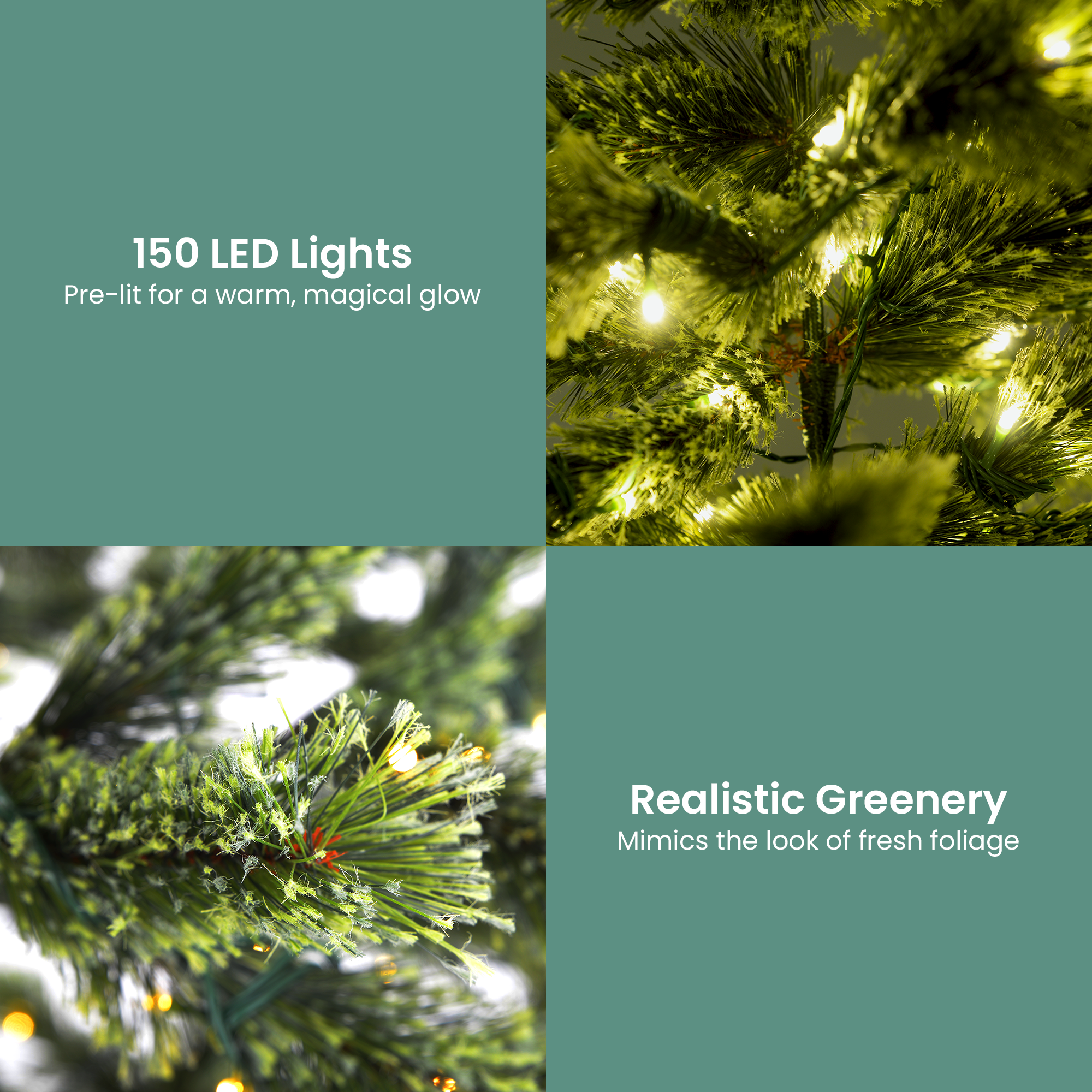 Christabelle 1.2m Prelit Lumina Pine Christmas Tree With 150 Led Lights-Occasions > Christmas > Christmas Trees-PEROZ Accessories