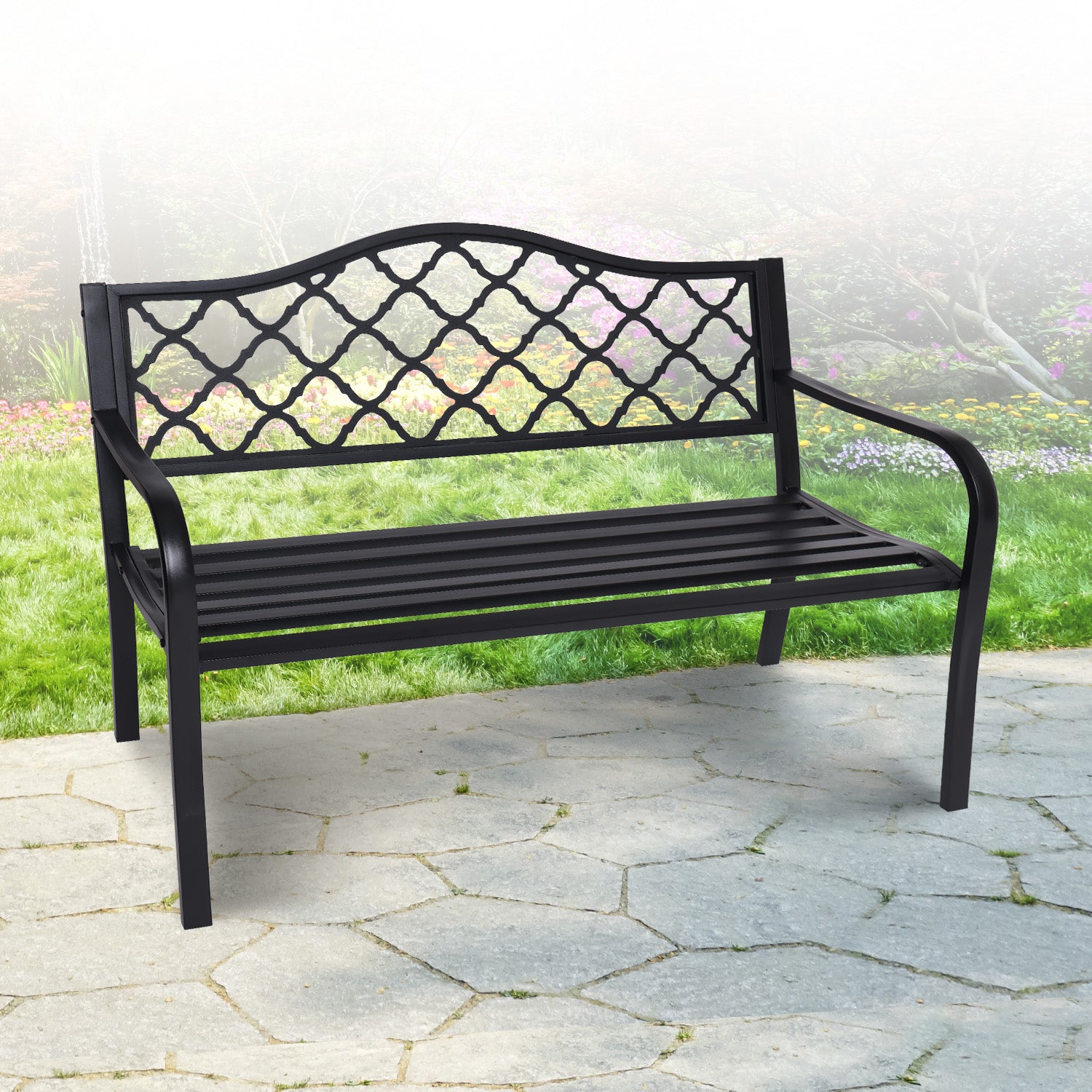 Wallaroo Steel Outdoor Garden Bench - Elegant-Furniture > Outdoor > Outdoor Benches-PEROZ Accessories
