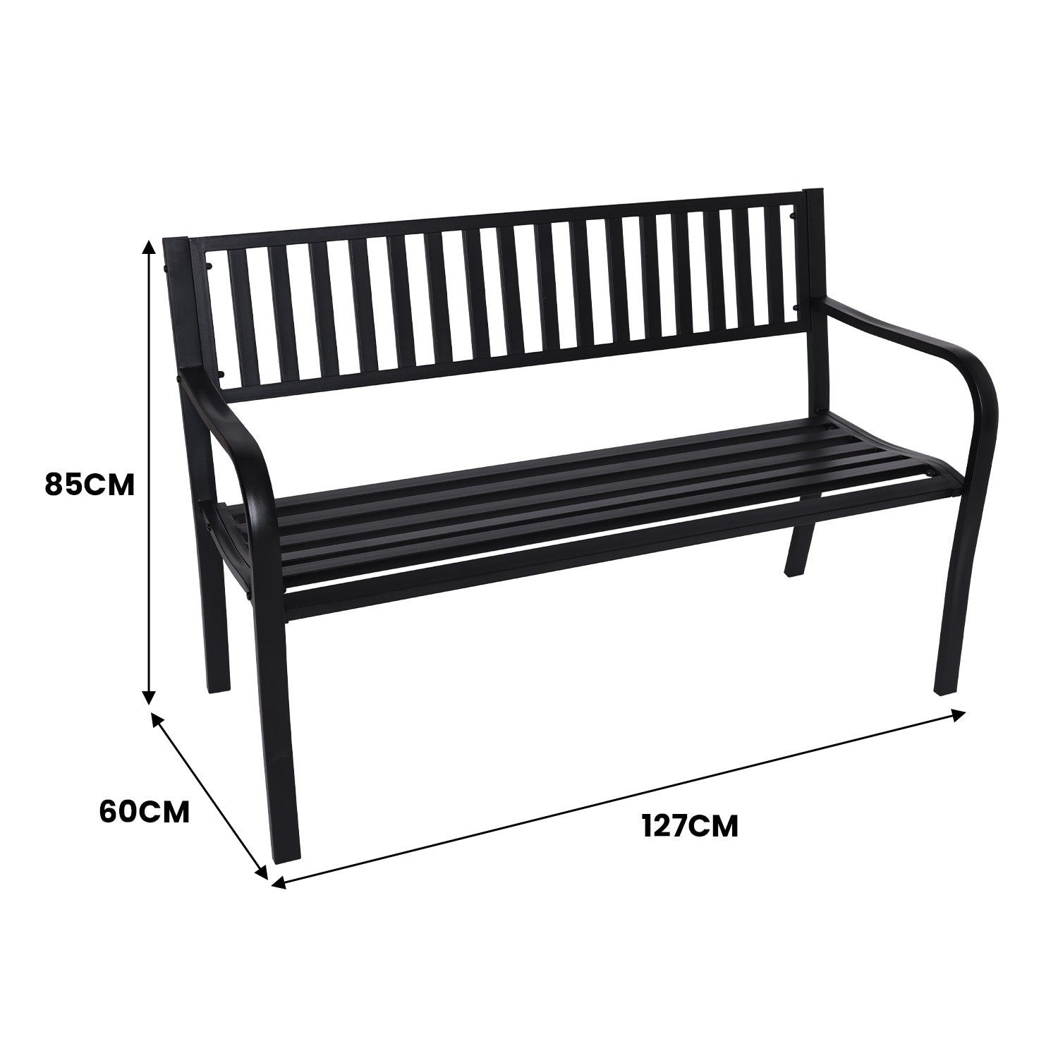 Wallaroo Steel Outdoor Garden Bench - Modern-Furniture > Outdoor > Outdoor Benches-PEROZ Accessories