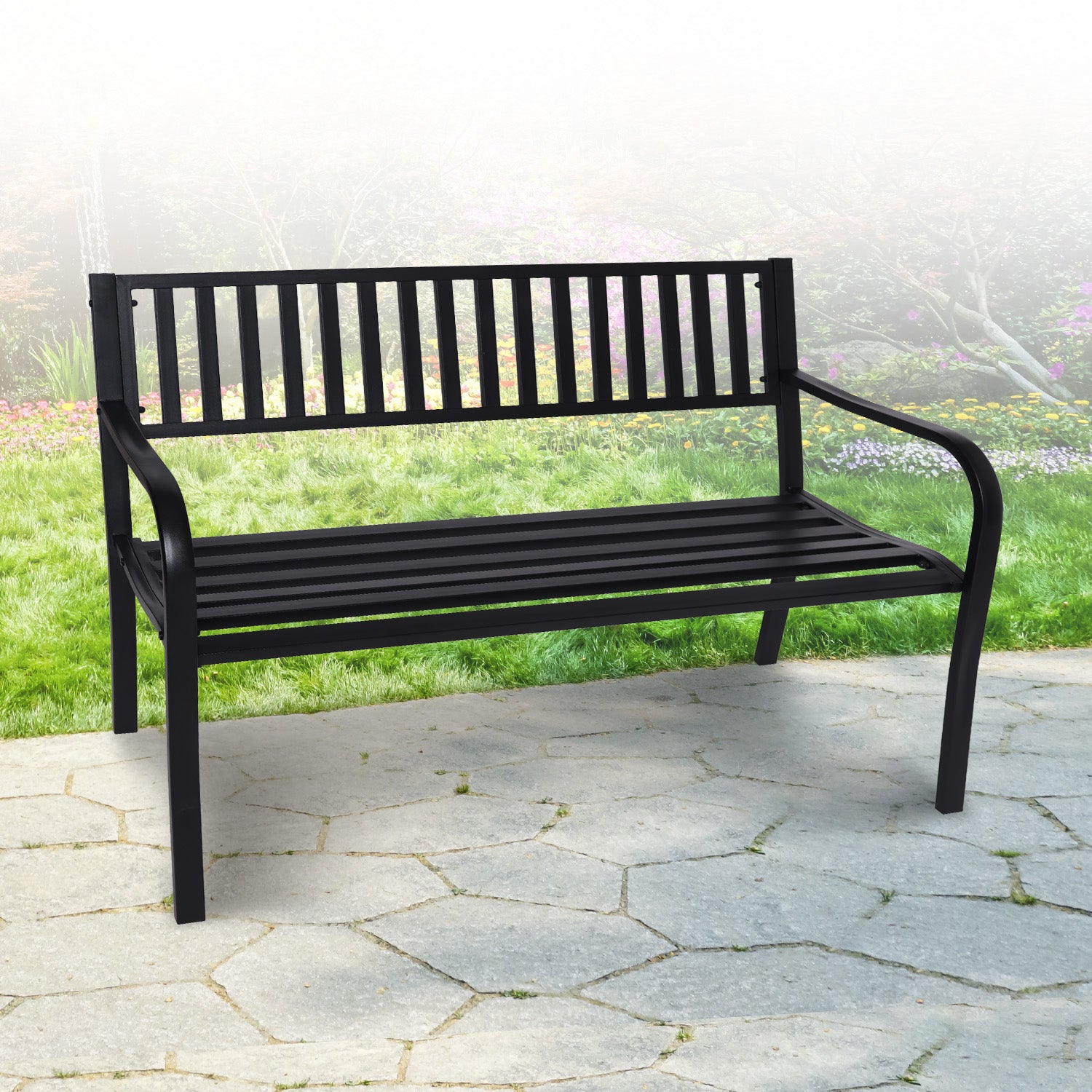 Wallaroo Steel Outdoor Garden Bench - Modern-Furniture > Outdoor > Outdoor Benches-PEROZ Accessories
