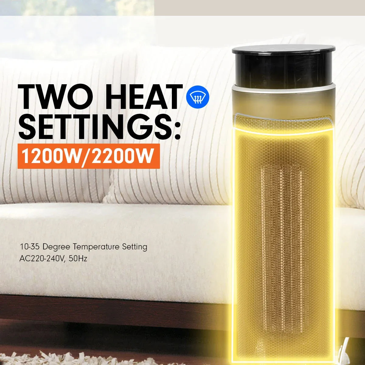Pronti Electric Tower Heater 2000W Ceramic Portable Remote - Black-Heaters-PEROZ Accessories