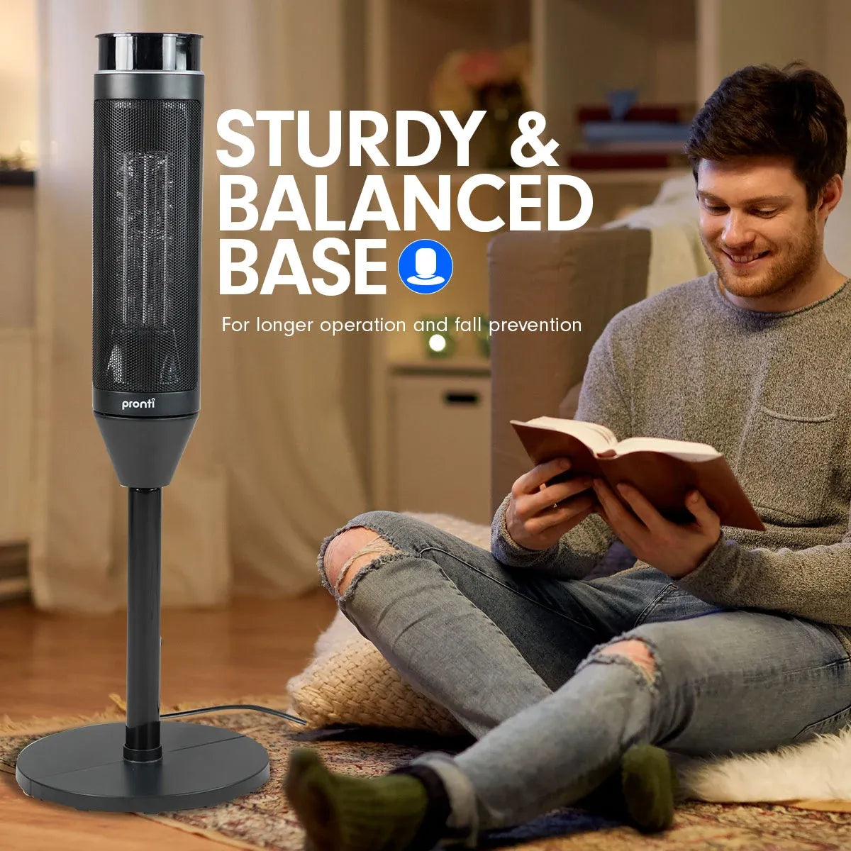 Pronti Electric Tower Heater 2000W Ceramic Portable Remote - Black-Heaters-PEROZ Accessories