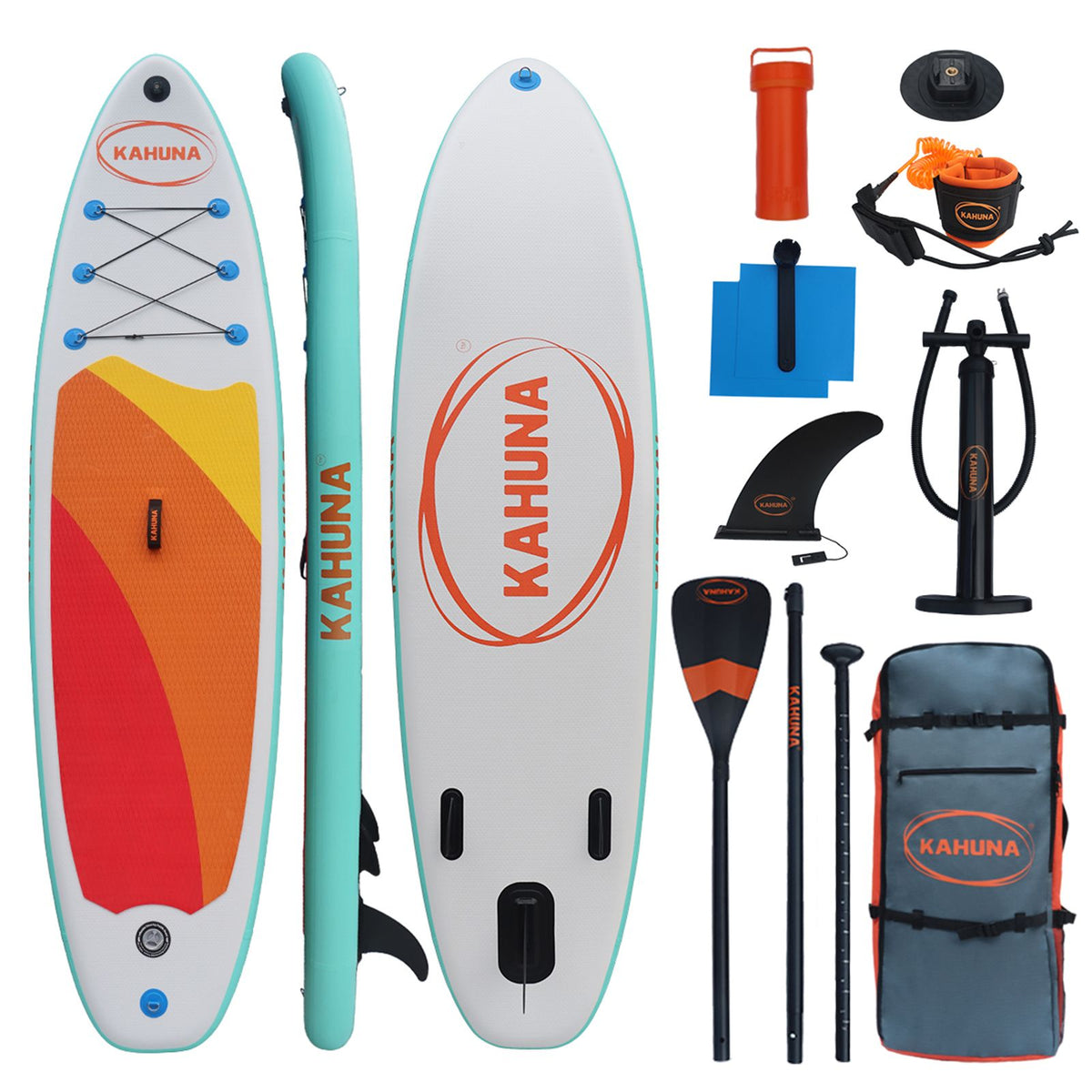 Kahuna Hana 11ft Inflatable Stand Up Paddle Board Set - iSUP Paddleboard Package with Paddle, Pump & Backpack-Outdoor > Boating-PEROZ Accessories