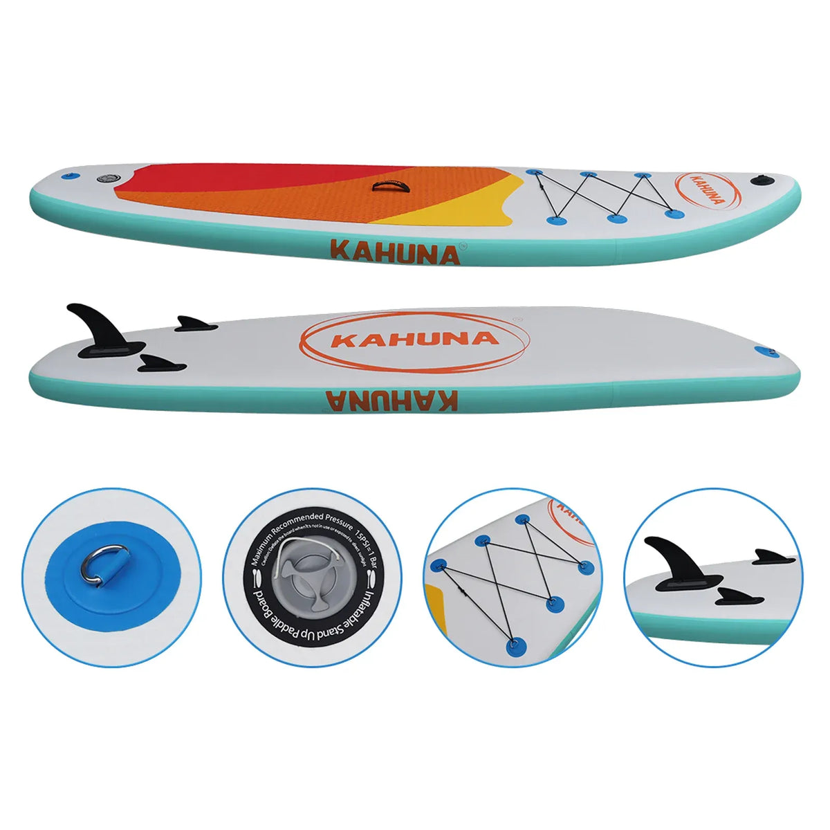 Kahuna Hana 11ft Inflatable Stand Up Paddle Board Set - iSUP Paddleboard Package with Paddle, Pump & Backpack-Outdoor > Boating-PEROZ Accessories