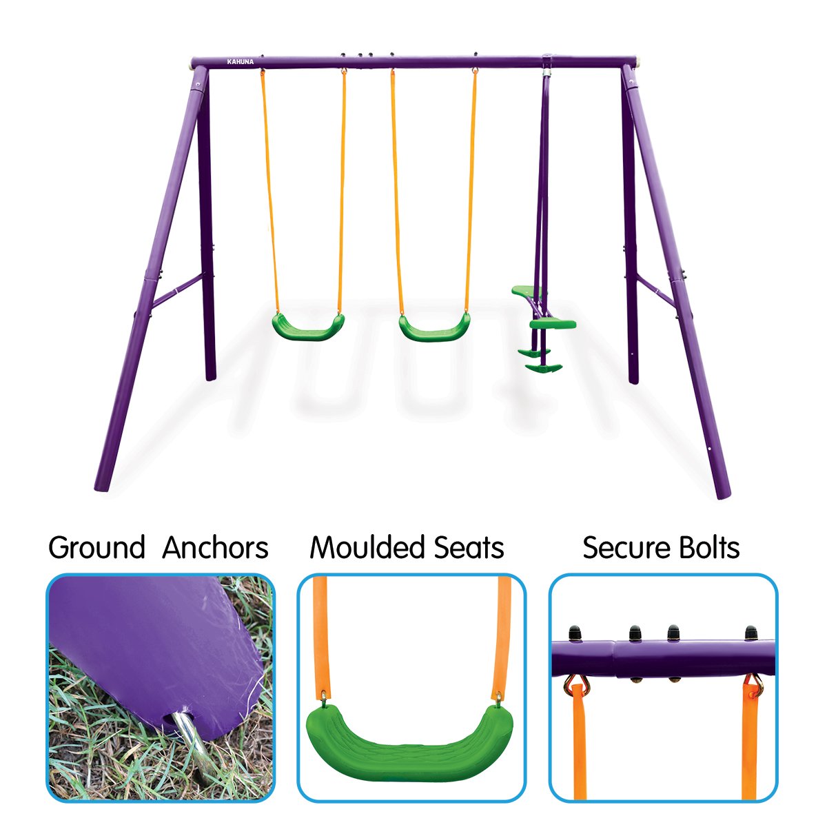 Kahuna Kids 4-Seater Swing Set Purple Green-Gift & Novelty > Games > Board Games-PEROZ Accessories