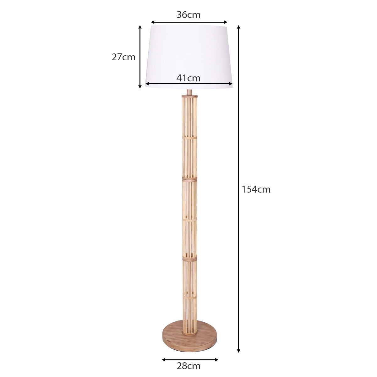 Sarantino Rattan Floor Lamp With Paper-White Linen Shade by Sarantino-Home & Garden > Lighting-PEROZ Accessories