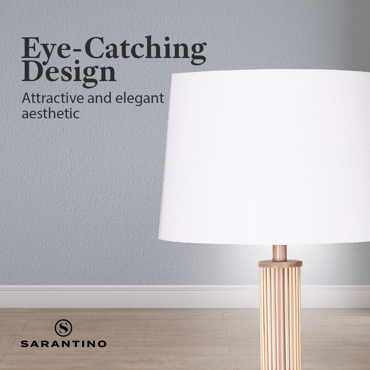 Sarantino Rattan Floor Lamp With Paper-White Linen Shade by Sarantino-Home & Garden > Lighting-PEROZ Accessories