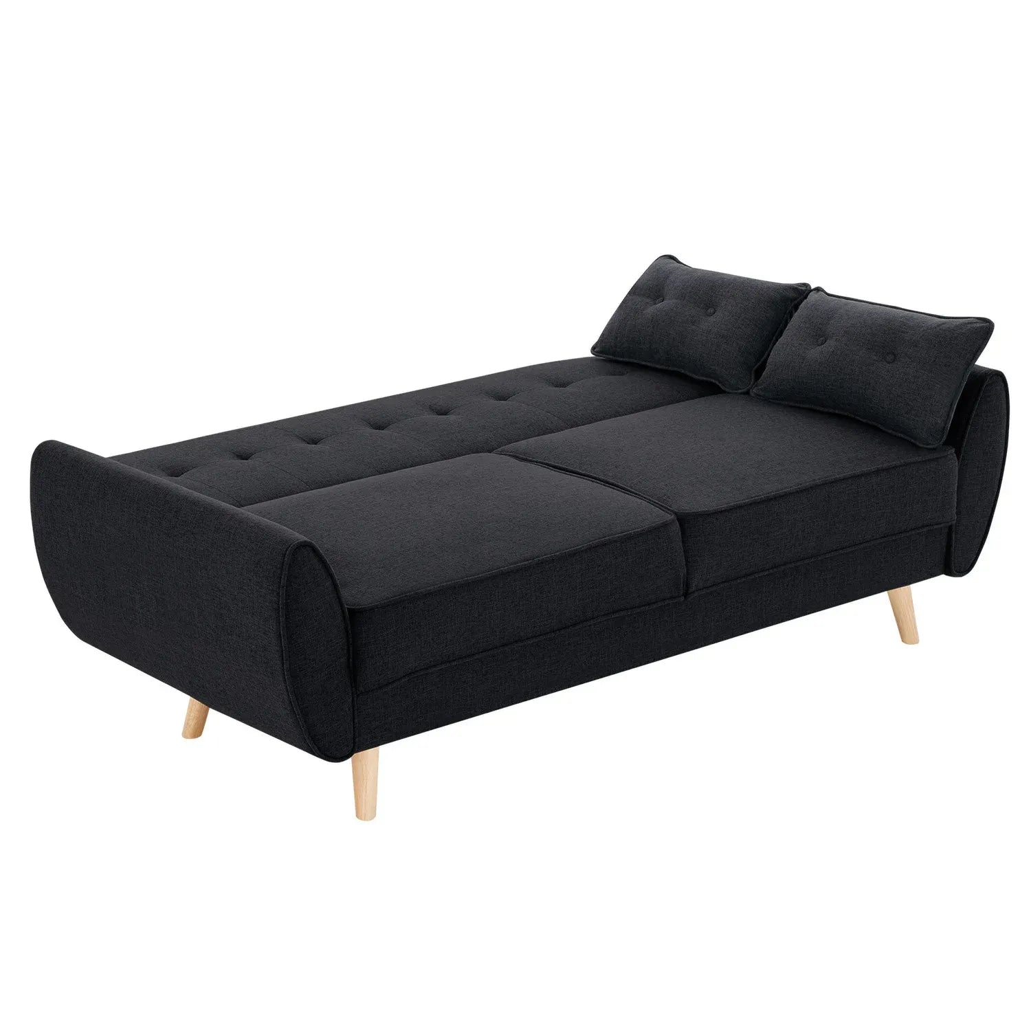 Sarantino 3 Seater Modular Linen Fabric Sofa Bed Couch Futon Suite - Black-Furniture > Sofas-PEROZ Accessories