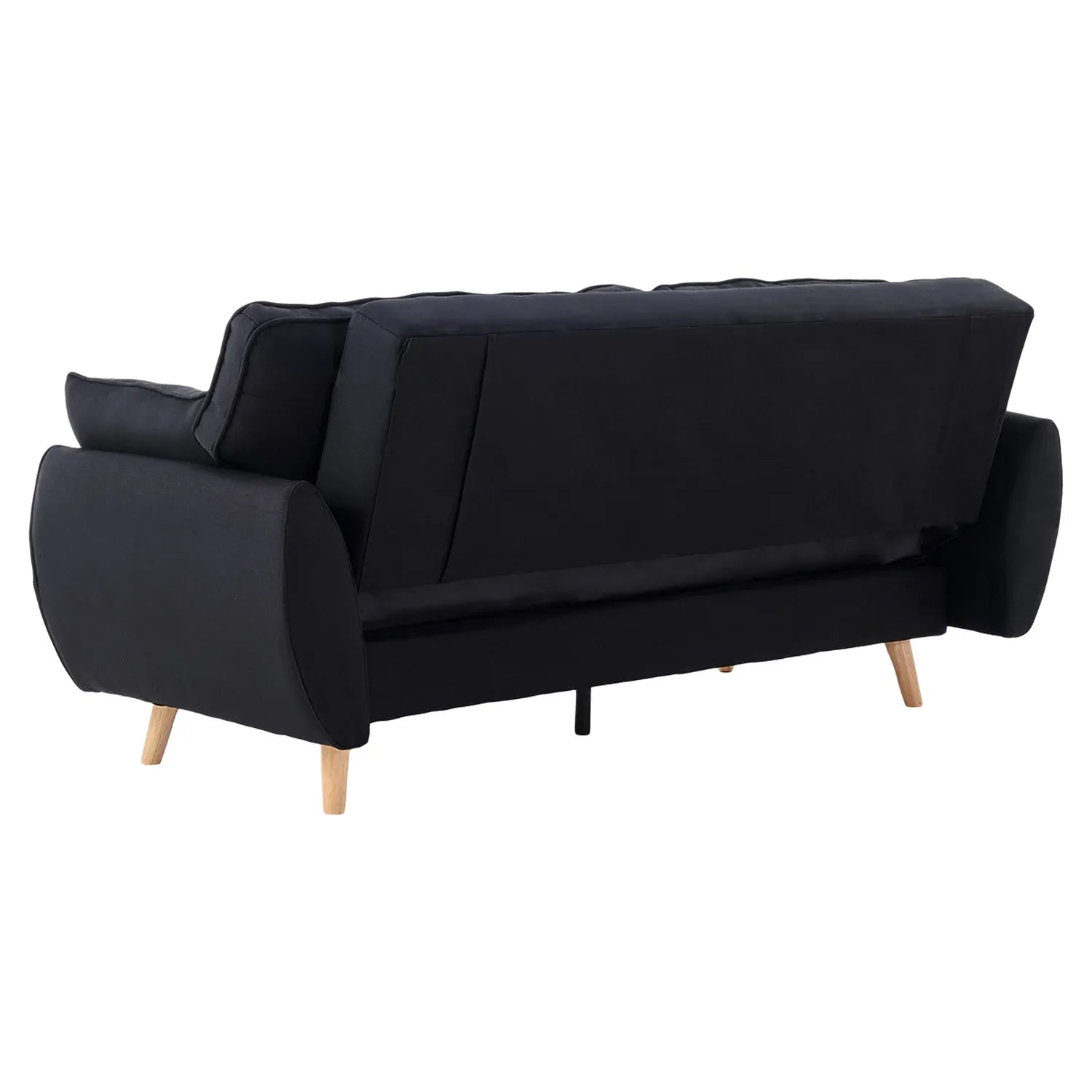 Sarantino 3 Seater Modular Linen Fabric Sofa Bed Couch Futon Suite - Black-Furniture > Sofas-PEROZ Accessories