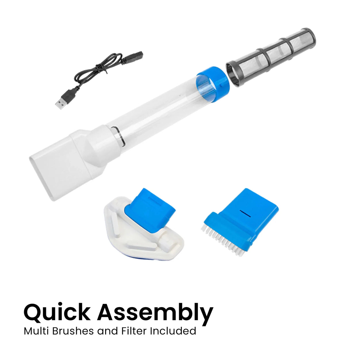 Aquajack Cordless Rechargeable Spa and Pool Vacuum Cleaner with Telescopic Pole & 2 Heads - 60 Min Runtime-Pool Cleaners-PEROZ Accessories