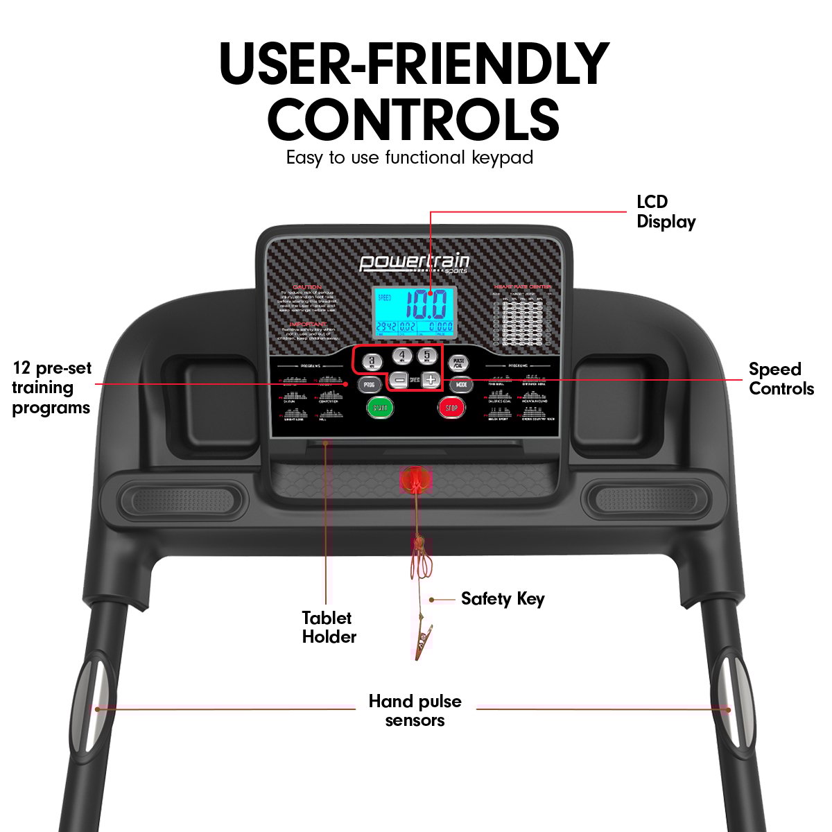 Powertrain K100 Electric Treadmill Foldable Home Gym Cardio-Walking Pad-PEROZ Accessories