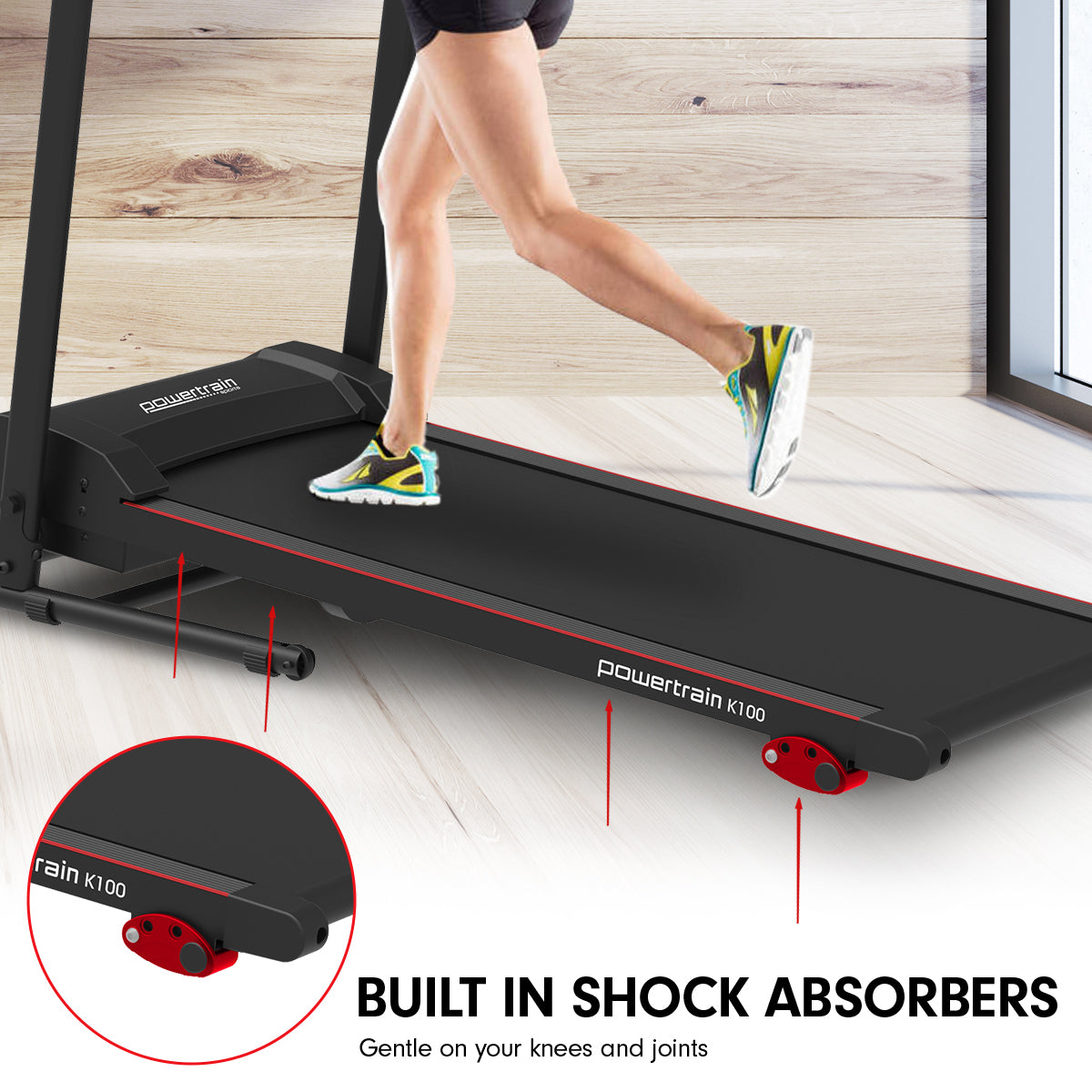 Powertrain K100 Electric Treadmill Foldable Home Gym Cardio-Walking Pad-PEROZ Accessories