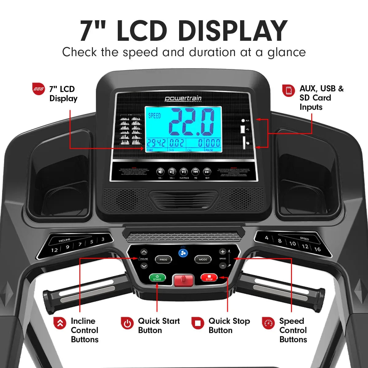 Powertrain K2000 3.0HP Foldable Electric Treadmill 22kph Auto Incline Running Machine for Home Gym Cardio Workout-Walking Pad-PEROZ Accessories