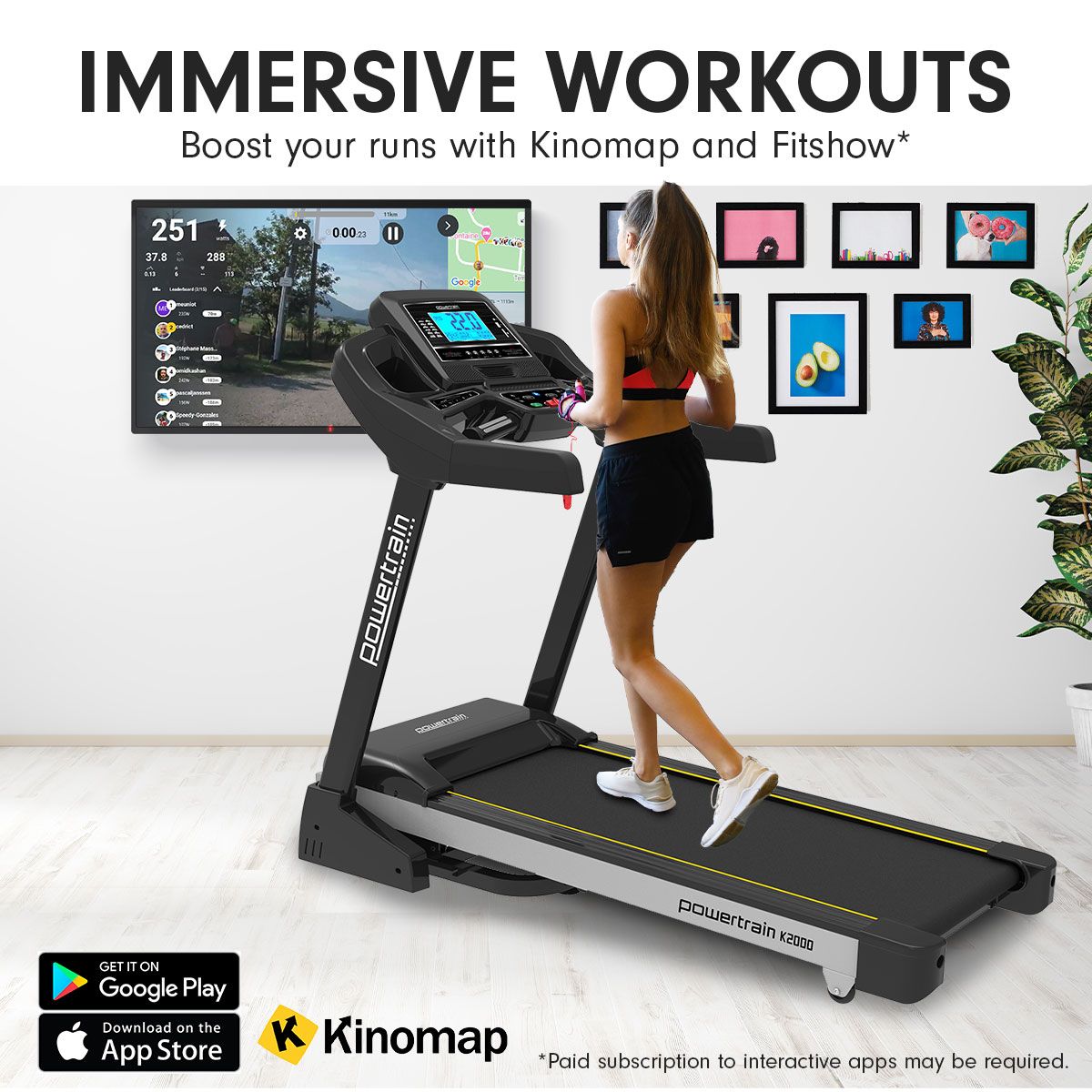 Powertrain K2000 3.0HP Foldable Electric Treadmill 22kph Auto Incline Running Machine for Home Gym Cardio Workout-Walking Pad-PEROZ Accessories