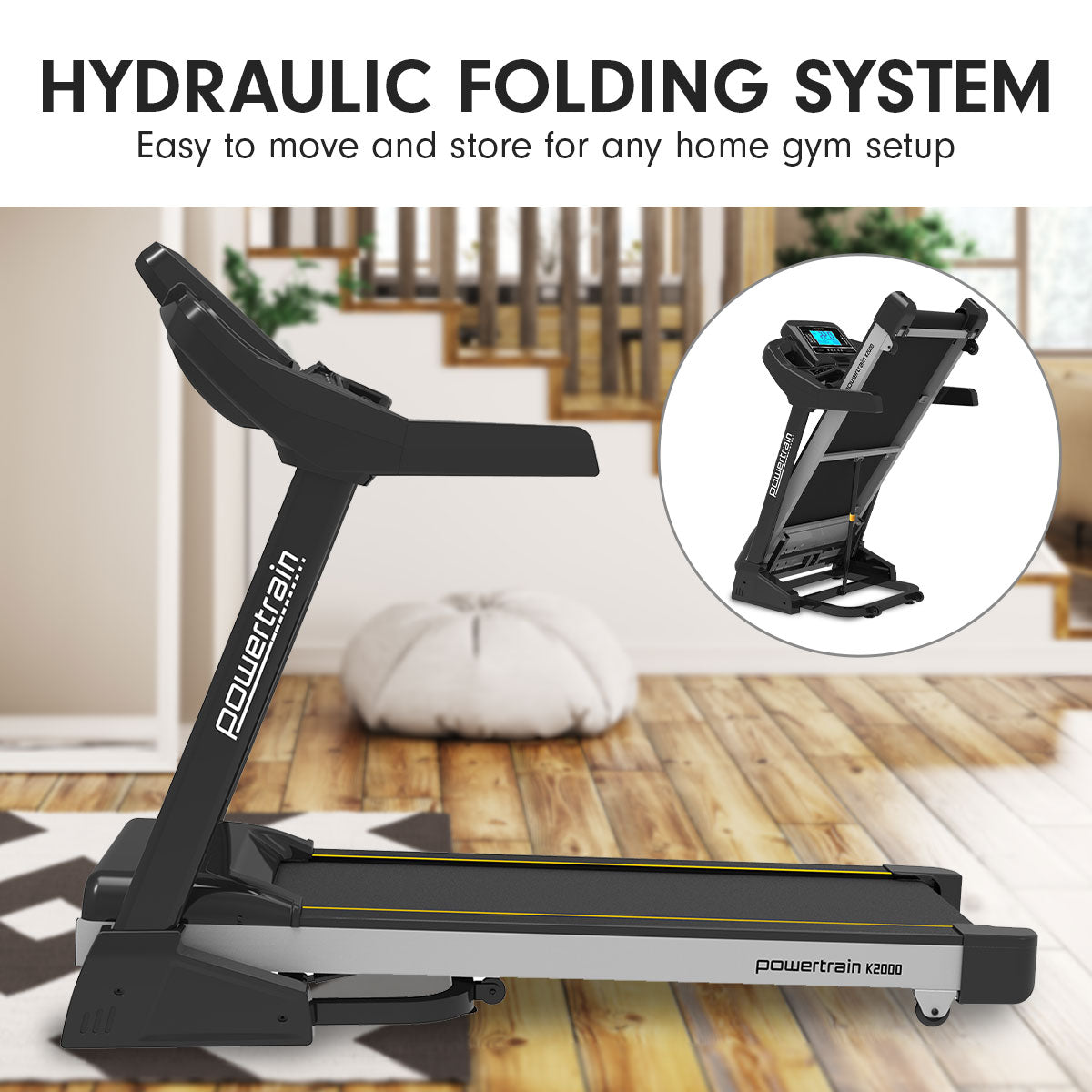 Powertrain K2000 Treadmill w/ Fan & Auto Incline Speed 22km/h-Walking Pad-PEROZ Accessories