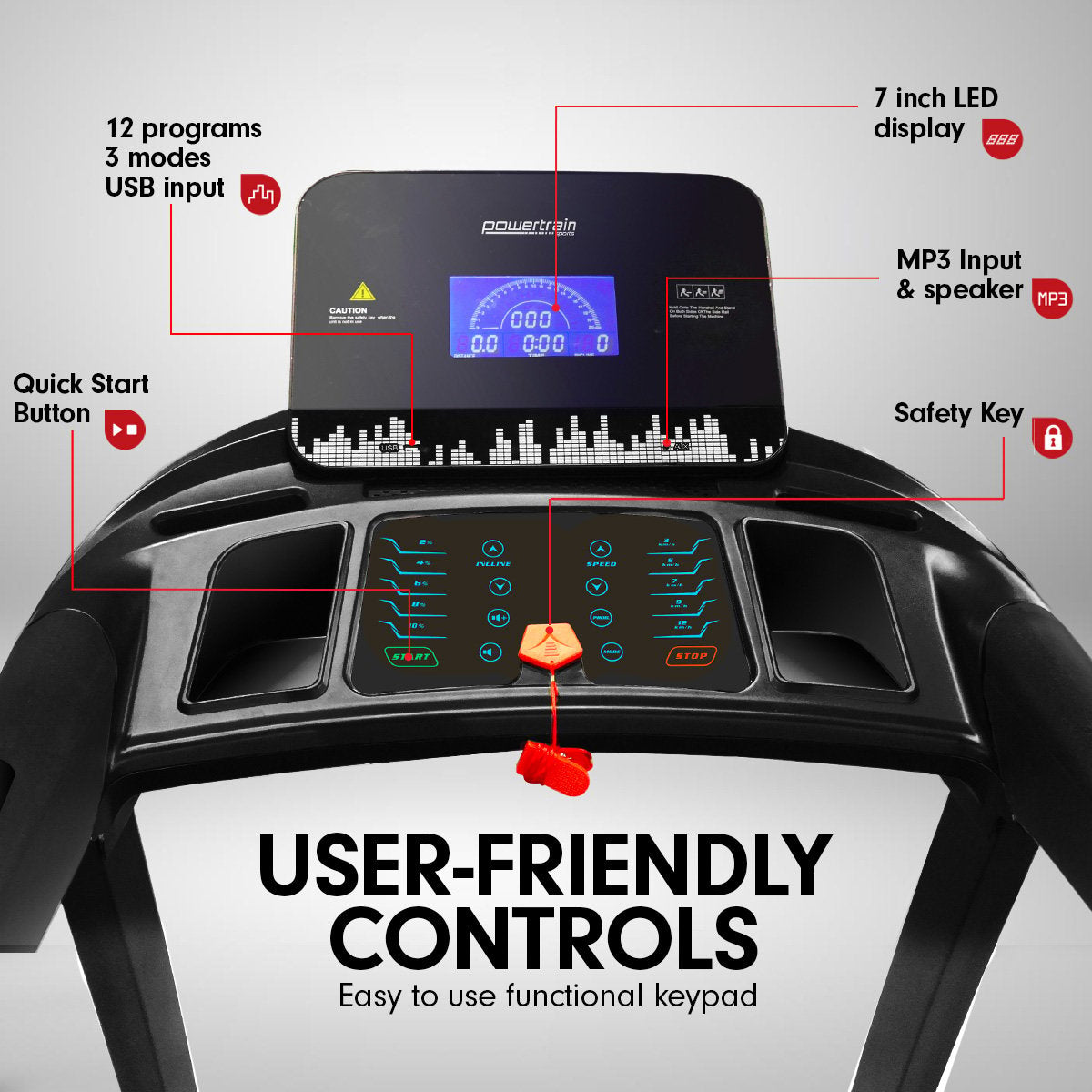 Powertrain V100 Foldable Treadmill Auto Incline Home Gym Cardio-Walking Pad-PEROZ Accessories