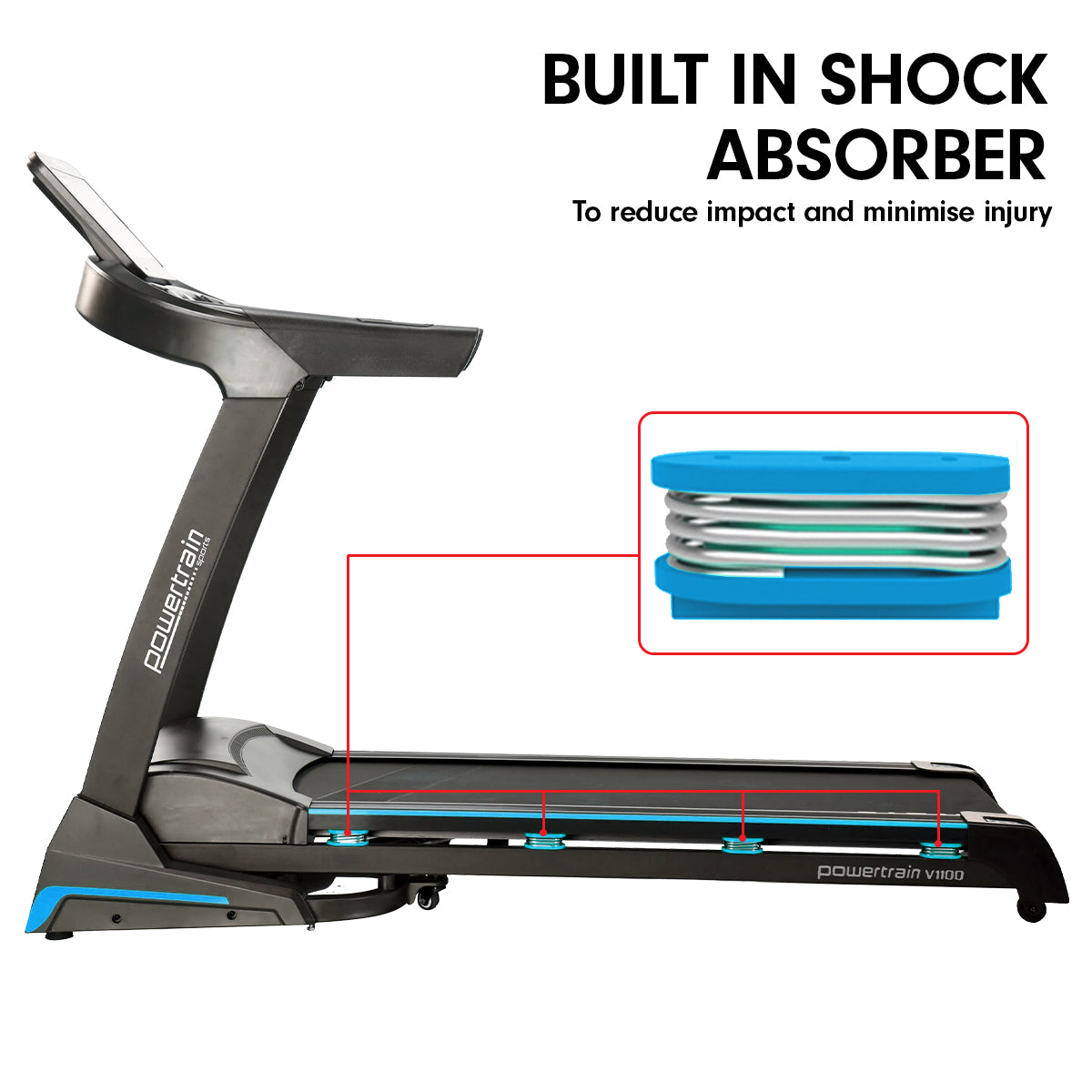 Powertrain V1100 Treadmill with Wifi Touch Screen & Incline-Walking Pad-PEROZ Accessories