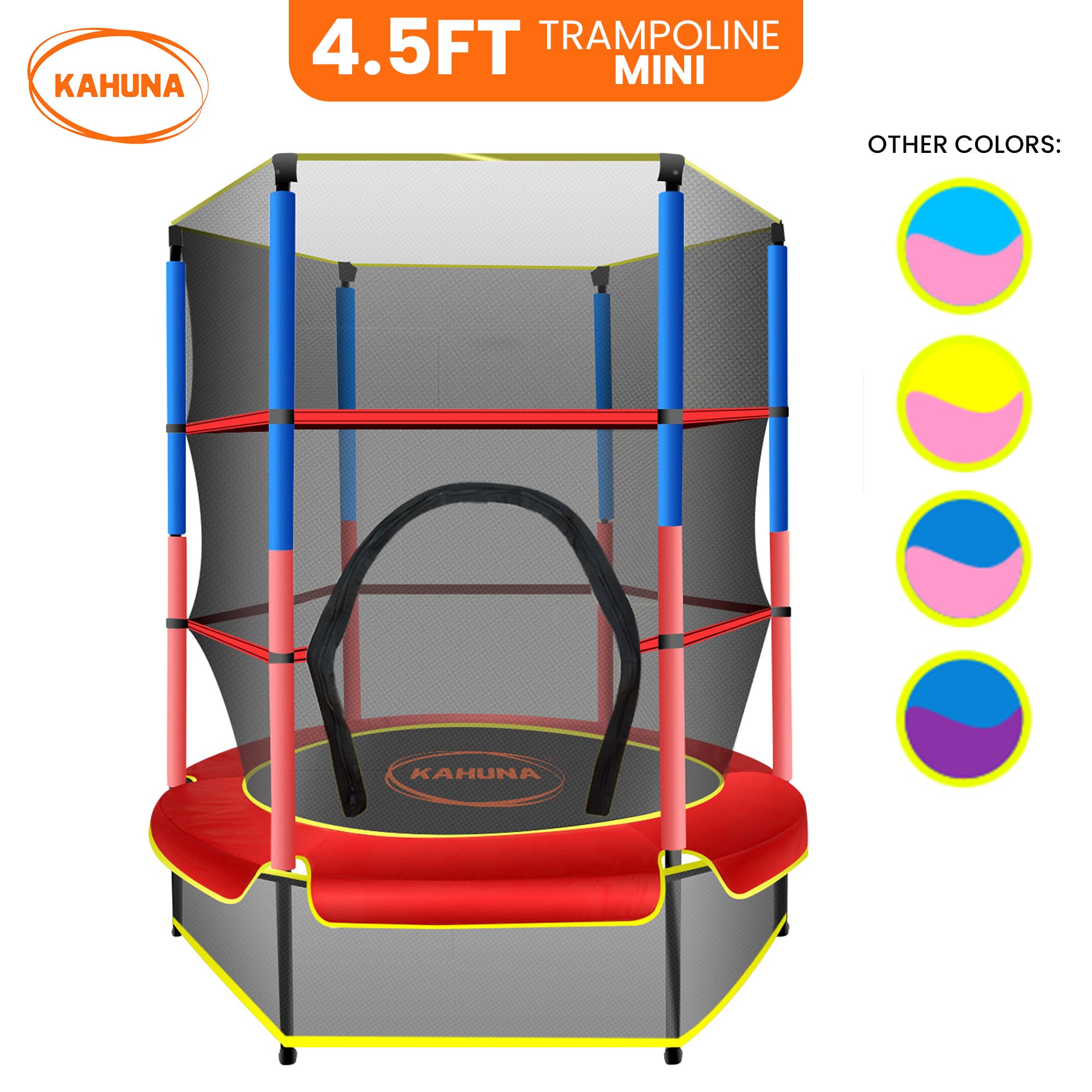 Kahuna 4.5ft Trampoline Round Free Safety Net Spring Pad Cover Mat Outdoor Red-Sports & Fitness > Trampolines > Trampolines & Accessories-PEROZ Accessories