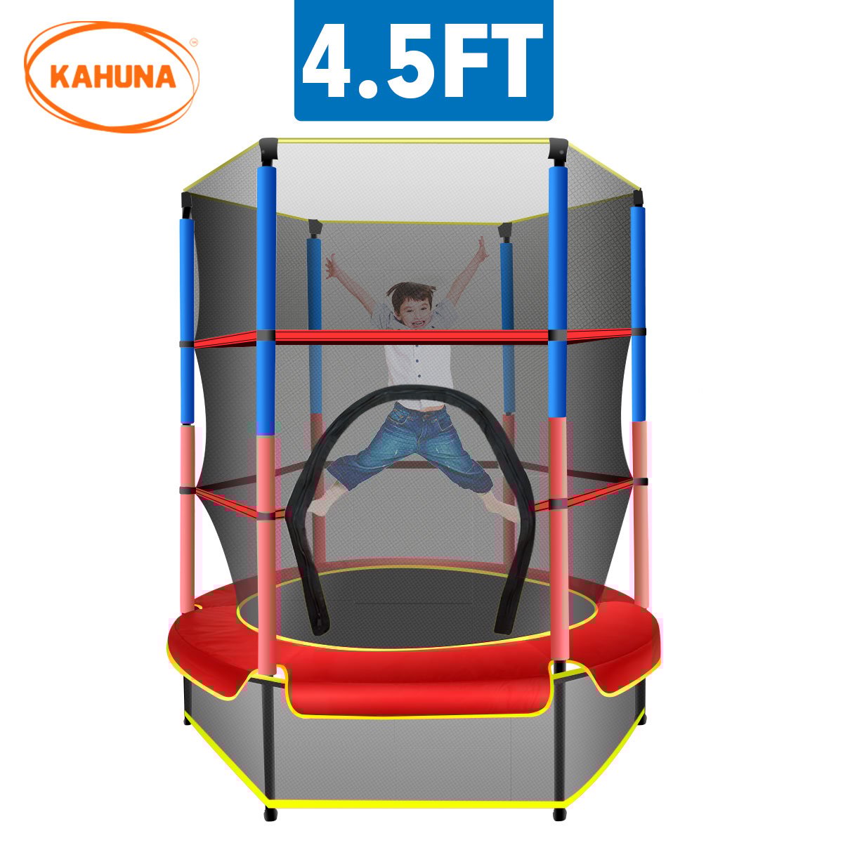 Kahuna 4.5ft Trampoline Round Free Safety Net Spring Pad Cover Mat Outdoor Red-Sports & Fitness > Trampolines > Trampolines & Accessories-PEROZ Accessories
