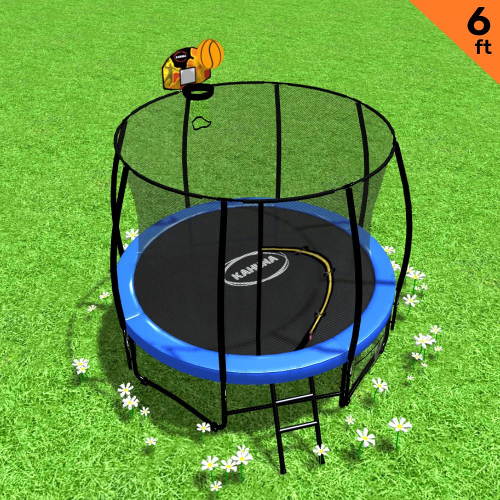 Kahuna Classic 6ft Trampoline Free Safety Net Spring Pad Mat Ladder Basketball Set- Blue-Sports & Fitness > Trampolines > Trampolines & Accessories-PEROZ Accessories
