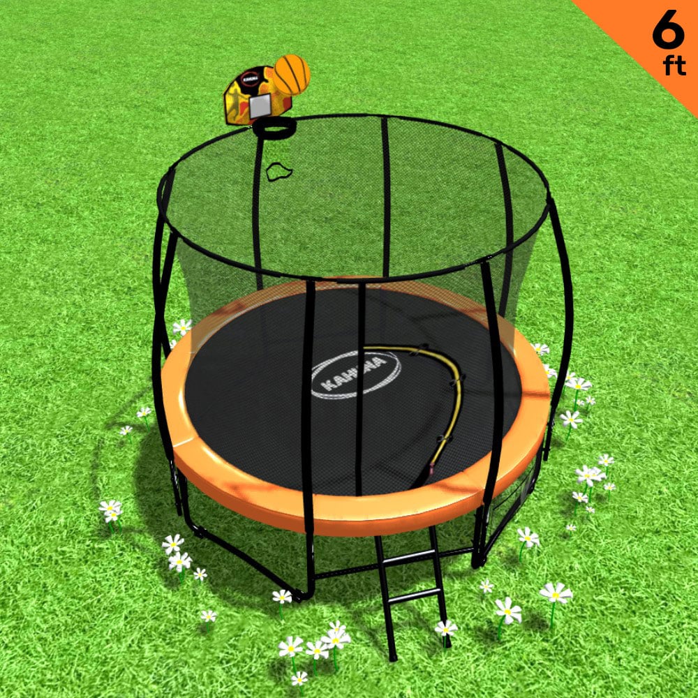 Kahuna Classic 6ft Outdoor Round Orange Trampoline Safety Enclosure And Basketball Hoop Set-Sports & Fitness > Trampolines > Trampolines & Accessories-PEROZ Accessories