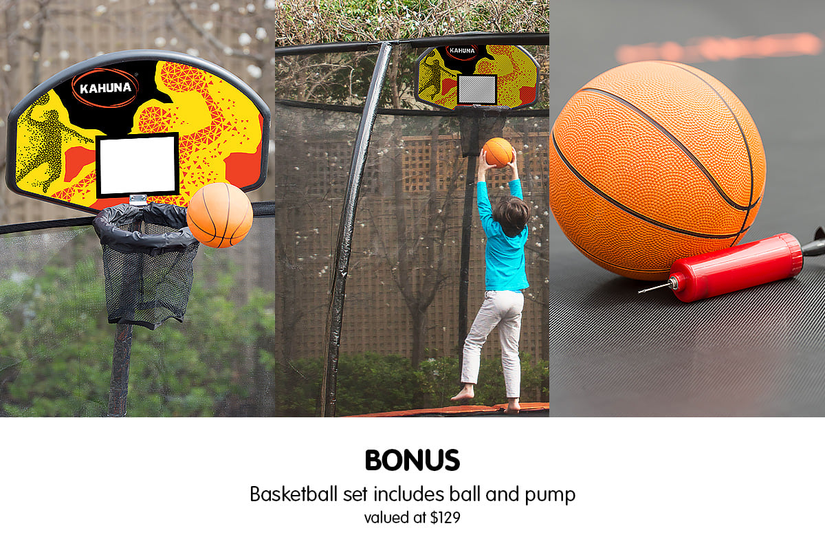 Kahuna 8ft Trampoline Safety Net Spring Pad Cover Mat Ladder Free Basketball Set-Sports & Fitness > Trampolines > Trampolines & Accessories-PEROZ Accessories