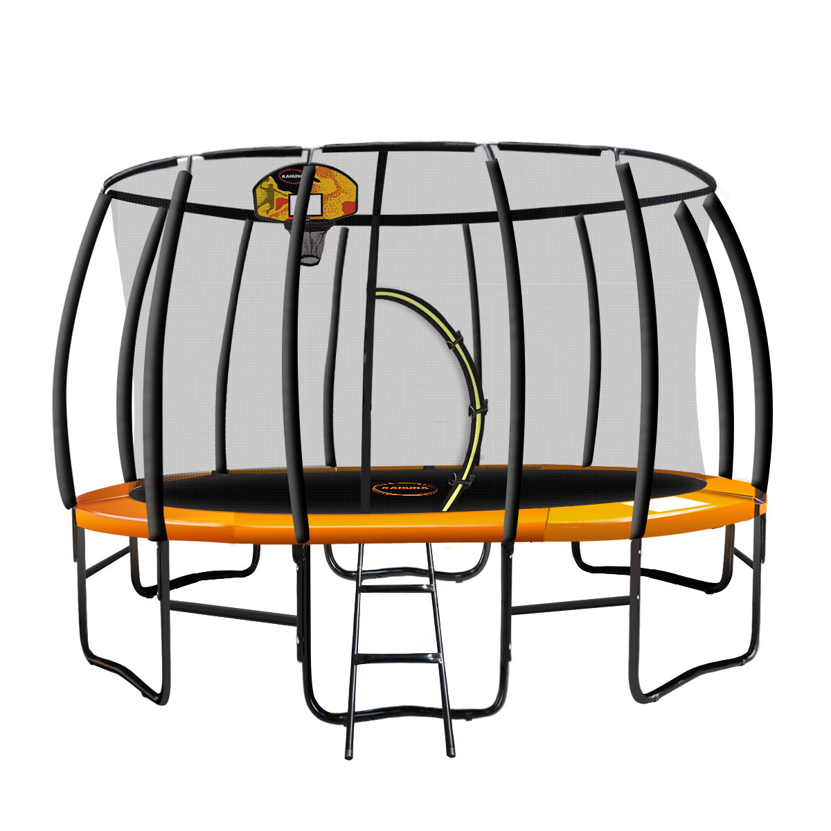 Kahuna 12ft Outdoor Trampoline Kids Children With Safety Enclosure Pad Mat Ladder Basketball Hoop Set - Orange-Sports & Fitness > Trampolines > Trampolines & Accessories-PEROZ Accessories