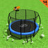 Kahuna 14ft Outdoor Trampoline Kids Children With Safety Enclosure Pad Mat Ladder Basketball Hoop Set - Blue-Sports & Fitness > Trampolines > Trampolines & Accessories-PEROZ Accessories