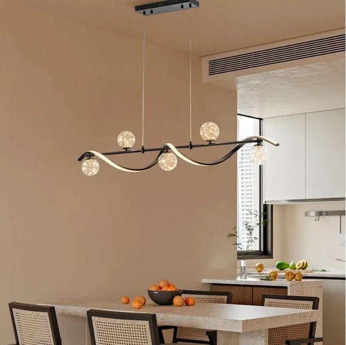 BAMDECOR AD2621 Modern Black Kitchen Island Light with Glass Globe Shade Ceiling Pendant Lights