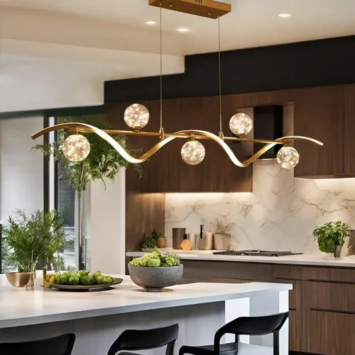 BAMDECOR AD2621 Modern Gold Kitchen Island Light with Glass Globe Shade Ceiling Pendant Lights-Home & Garden > Lighting > Ceiling Lights-PEROZ Accessories
