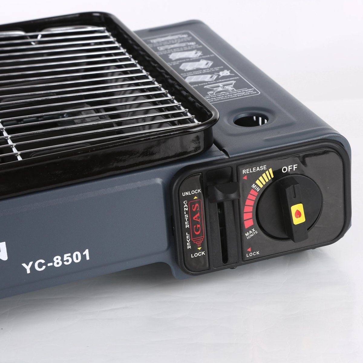 Portable Gas Stove Burner Butane BBQ Camping Gas Cooker With Non Stick Plate Black with Fish Pan and Lid-Home & Garden > BBQ-PEROZ Accessories