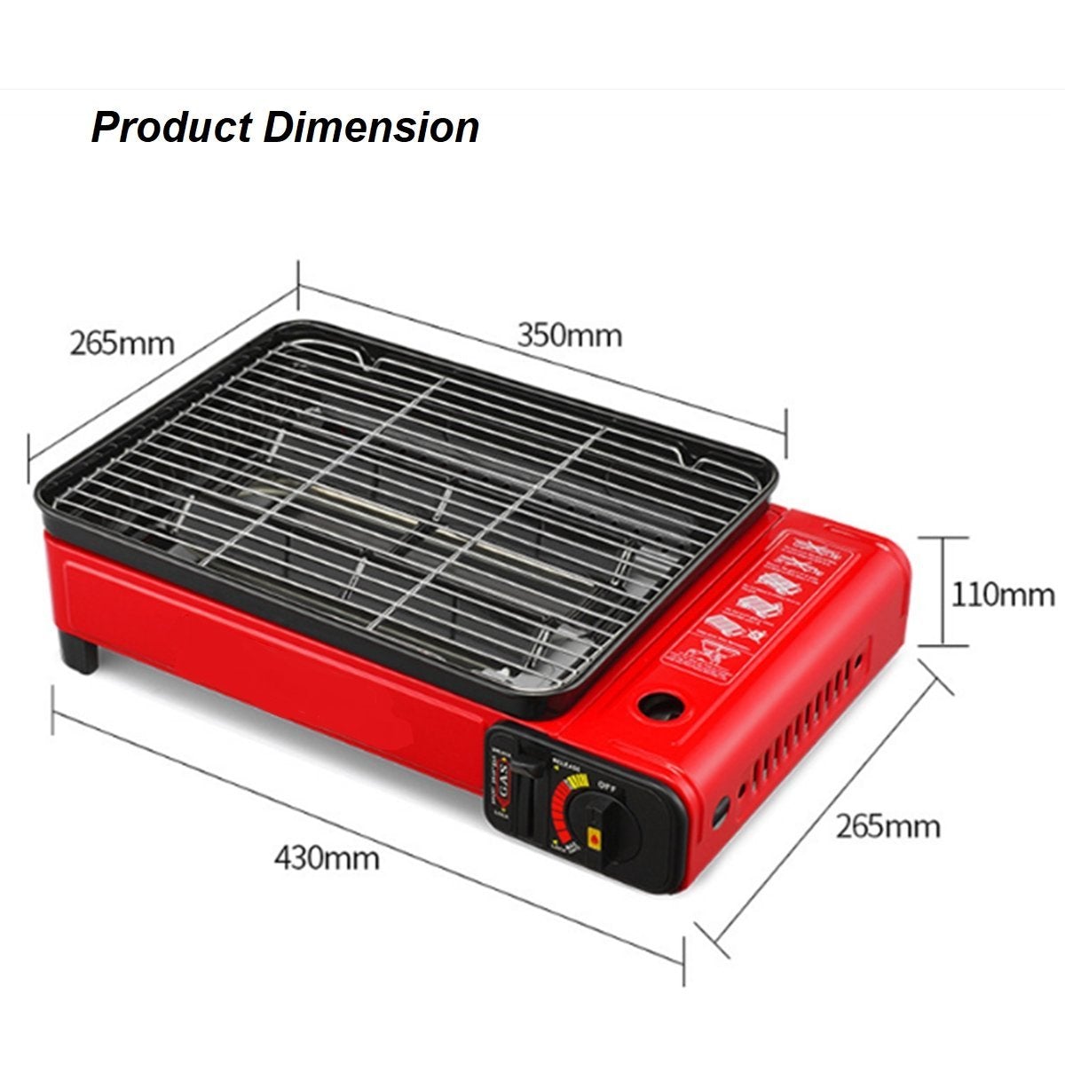 Portable Gas Stove Burner Butane BBQ Camping Gas Cooker With Non Stick Plate Black with Fish Pan and Lid-Home & Garden > BBQ-PEROZ Accessories