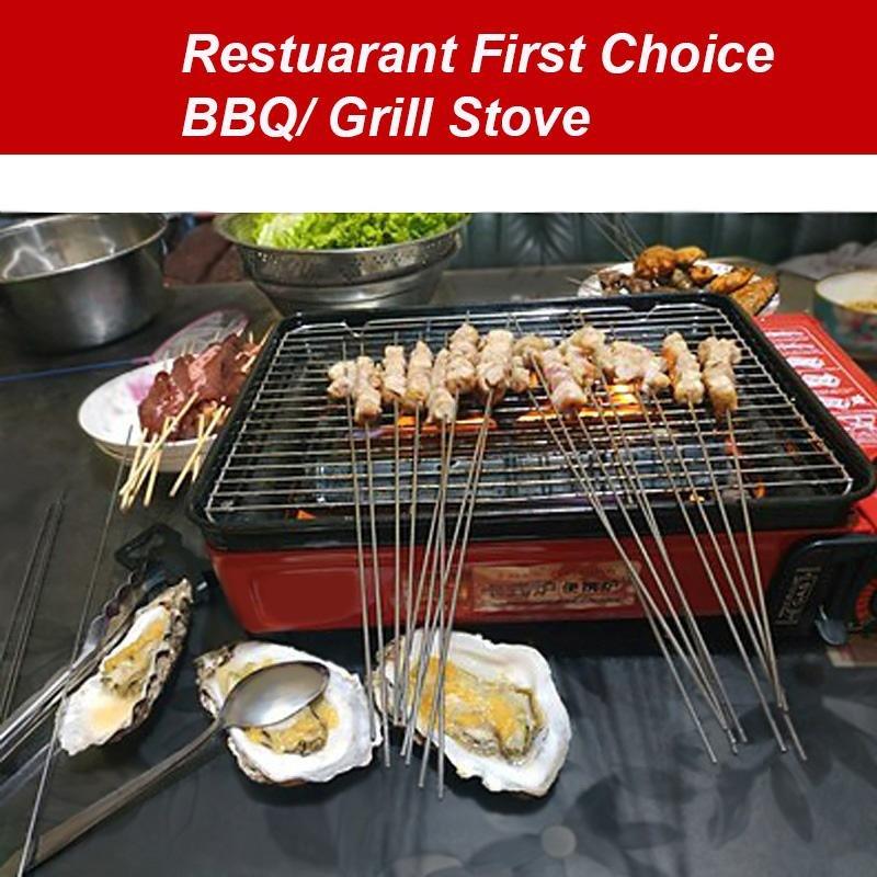 Portable Gas Stove Burner Butane BBQ Camping Gas Cooker With Non Stick Plate Black with Fish Pan and Lid-Home & Garden > BBQ-PEROZ Accessories