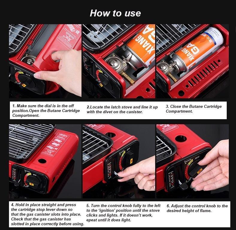 Portable Gas Stove Burner Butane BBQ Camping Gas Cooker With Non Stick Plate Red without Fish Pan and Lid-Home & Garden > BBQ-PEROZ Accessories