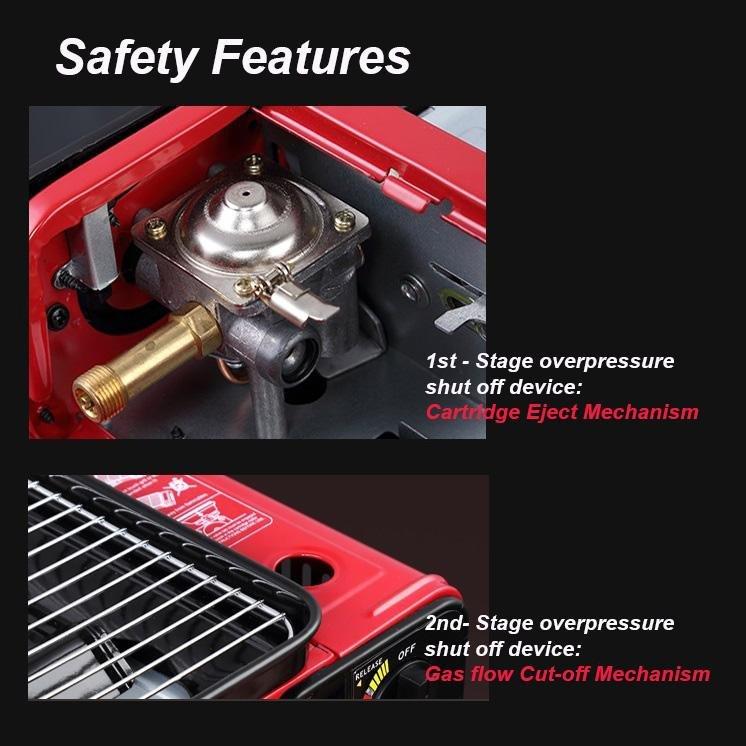 Portable Gas Stove Burner Butane BBQ Camping Gas Cooker With Non Stick Plate Red without Fish Pan and Lid-Home & Garden > BBQ-PEROZ Accessories
